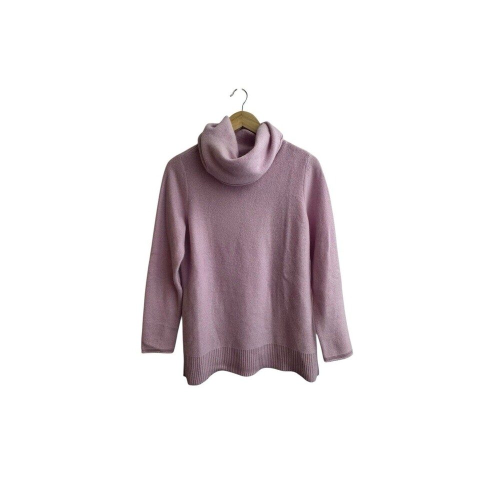 Chico’s 100% Cashmere Soft Pink Cowl Neck Sweater Quiet Luxury Timeless Size 1/M